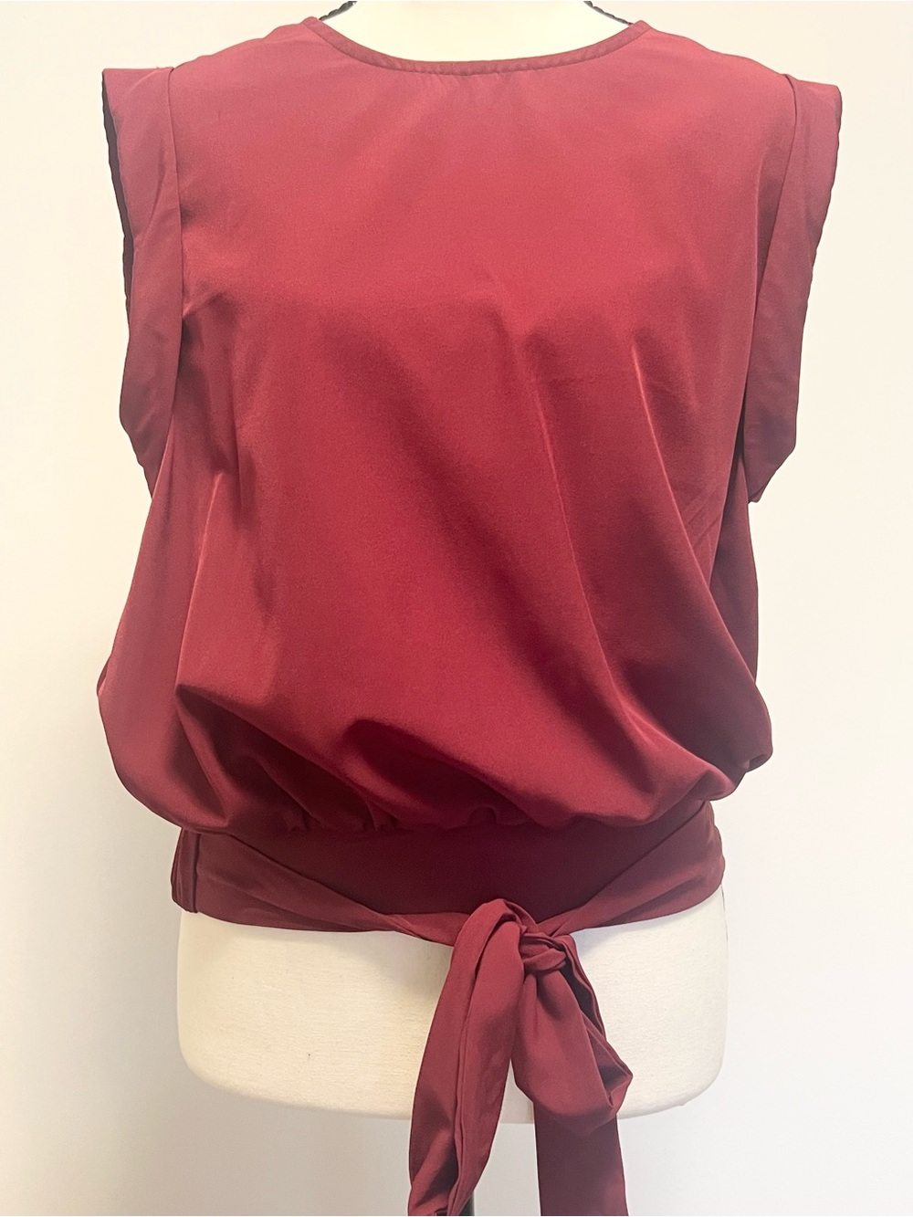 Womens Sleeveless Tie-Back Blouse - Burgundy | Workwear